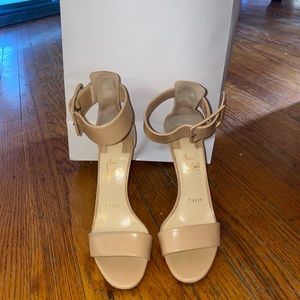 Nude Louboutin Buckle Sandal